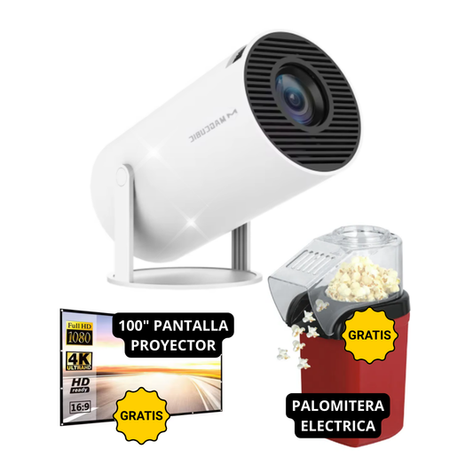 PocketCinema - 4K Smart Proyector - ¡Incluye pantalla y palomitas!